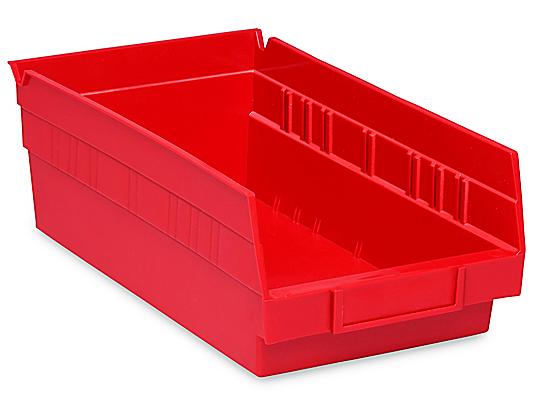 24 PCS ULINE Plastic SMALL PARTS Shelf Bins  7" x 12" x 4" Red/BLK & 24 DIVIDERS 