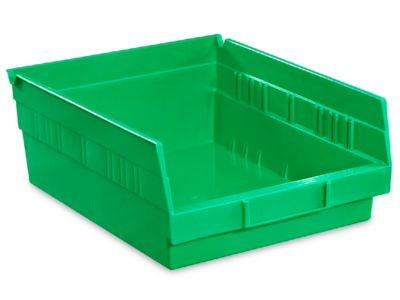 Plastic Shelf Bins - 8 1/2 x 12 x 4", Green S-13398G