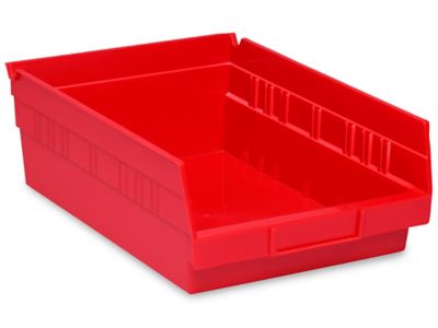 Plastic Shelf Bins - 8 1/2 x 12 x 4", Red S-13398R