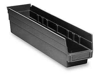 Plastic Shelf Bins - 4 x 18 x 4", Black S-13399BL