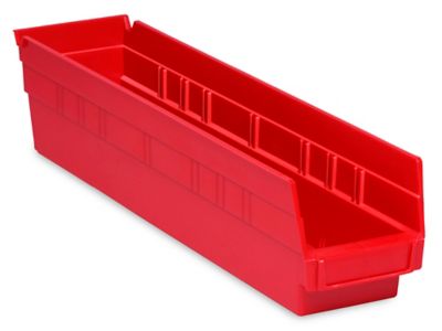 Plastic Shelf Bins 4 x 18 x 4", Red S13399R Uline