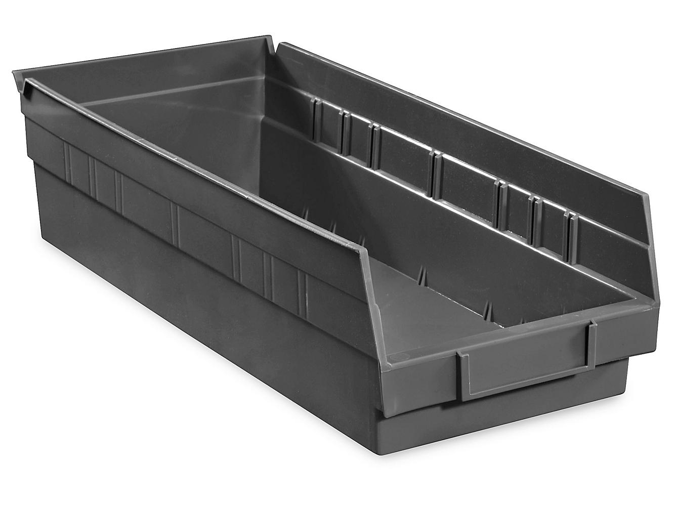 Set of 40 ULINE Nesting Storage Shelf Bins Black Molded Plastic 7 x 18 x 4 