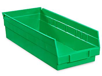 Plastic Shelf Bins - 7 x 18 x 4", Green S-13400G