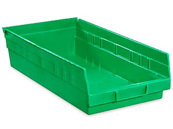Plastic Shelf Bins - 8 1/2 x 18 x 4", Green S-13401G
