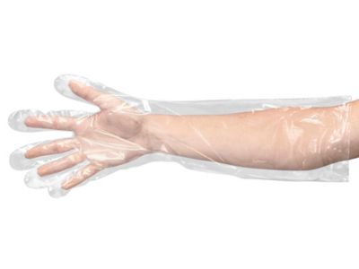 1 Size Fits Most, Disposable Food Handling Elbow Length Poly Gloves - 100  per Box (1-Box)