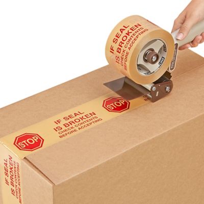 Preprinted Tape - "If Seal Is Broken... Stop", 3" x 110 yds, Tan S-13482