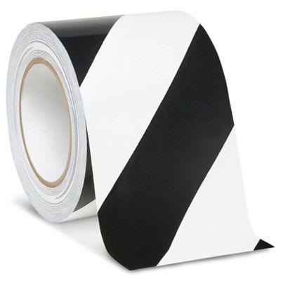 Uline Heavy Duty Vinyl Safety Tape - 4" x 36 yds, White/Black S-13517