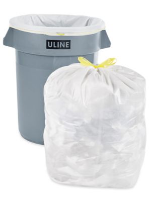 Drawstring Trash Liners - .8 Mil, 13 Gallon, White S-15583W - Uline