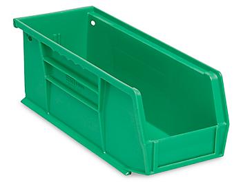 Plastic Stackable Bins - 11 x 4 x 4", Green S-13536G
