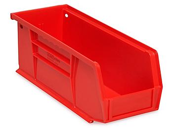 Plastic Stackable Bins - 11 x 4 x 4", Red S-13536R