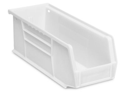 Plastic Stackable Bins - 11 x 4 x 4", White S-13536W