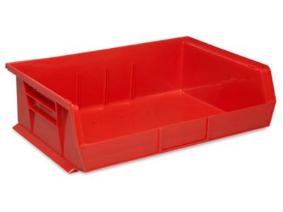 Storage Bins 2 Red Plastic Small Parts Container Shelf Stackable