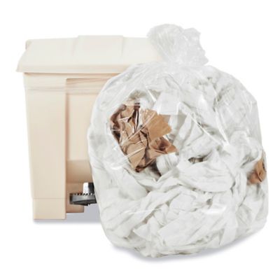 Drawstring Trash Liners - .8 Mil, 13 Gallon, Clear S-15583C - Uline