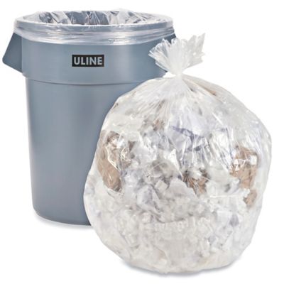 Uline Industrial Trash Liners - 8-10 Gallon, 1.5 Mil, Clear