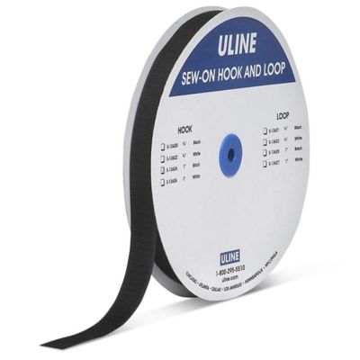 Sew-On Strips - Hook, Black, 1 x 75' - ULINE - S-13624