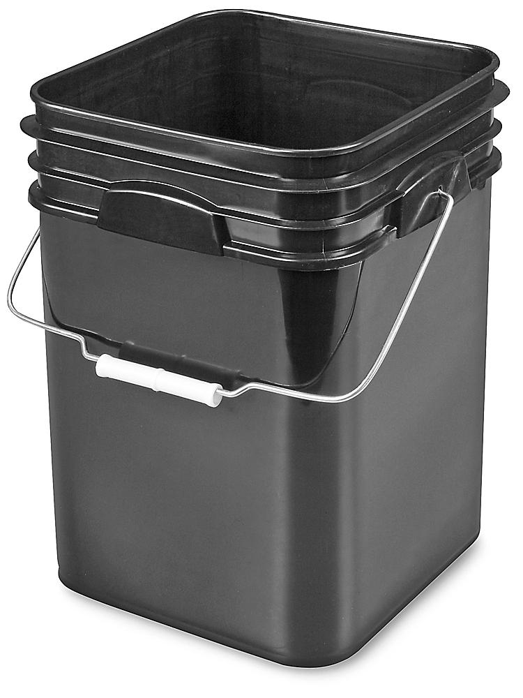  Bokon 6 Pieces 4 Gallon Square Bucket Pail with Plastic Handles  and Lid, Food Container with Lid Industrial Pails for Paint Food Storage  (Black) : Industrial & Scientific