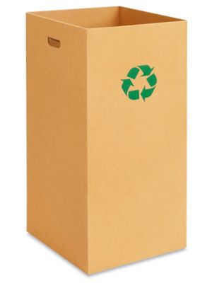 Corrugated Trash Can with Recycle Logo - 50 Gallon, Kraft S-13678K-R