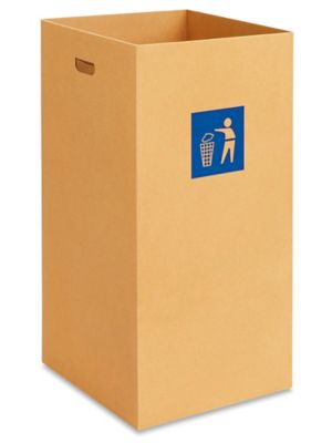 Corrugated Trash Can with Waste Logo - 50 Gallon, Kraft S-13678K-W - Uline