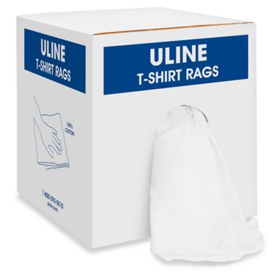 Premium White T-Shirt Rags - 50 lb box S-13711 - Uline