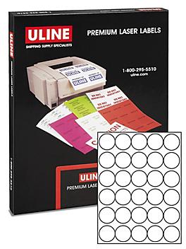 Uline Circle Laser Labels - White, 1 1/2" S-13769