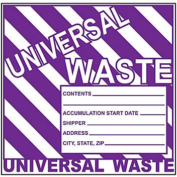 "Universal Waste" Labels - 6 x 6" S-13829
