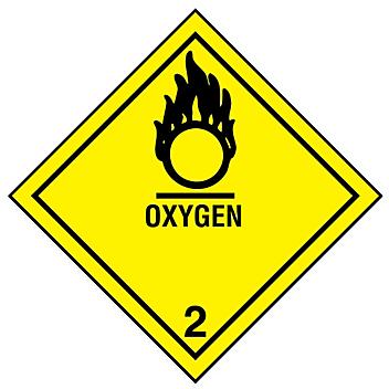 D.O.T. Labels - "Oxygen", 4 x 4" S-13846