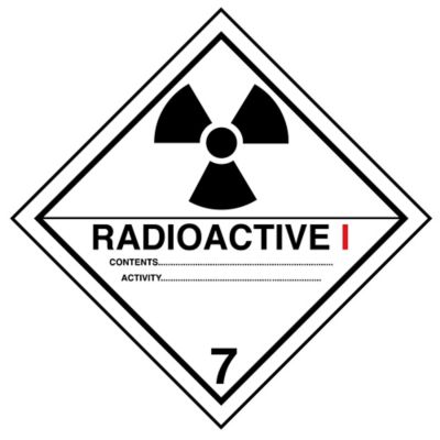 Etiquetas Adhesivas D.O.T. (EUA) "Radioactive I", 4 x 4" S13847 Uline