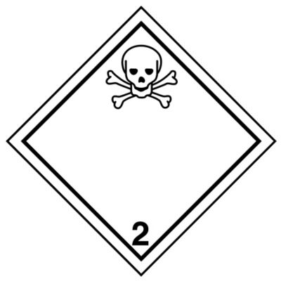 Étiquettes adhésives T.M.D. – Gaz toxique, 4 x 4 po
