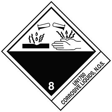 Etiquetas Adhesivas Internacionales - "Corrosive Liquids, N.O.S. ONU 1760", 4 x 4 3/4"