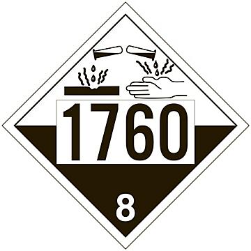 4-Digit T.D.G. Placard - UN 1760 Corrosive Liquid, Tagboard