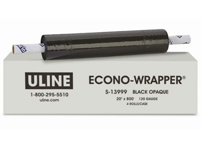 Uline Heavy Duty Econo-Wrapper&reg; - Black Opaque, 120 gauge, 20" x 800' S-13999