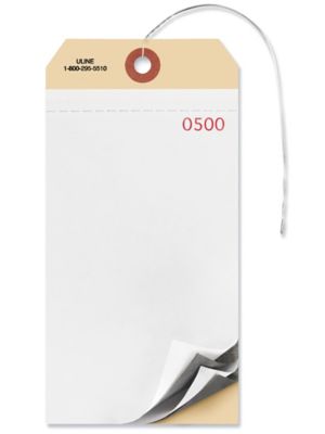 3-Part Blank Inventory Tags - Carbon, Pre-wired, #0500 - 0999 S-14009PW