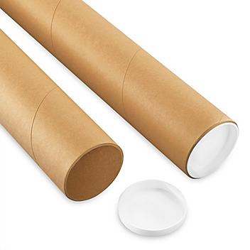 Kraft Mailing Tubes with End Caps - 3 x 36", .125" thick S-14049