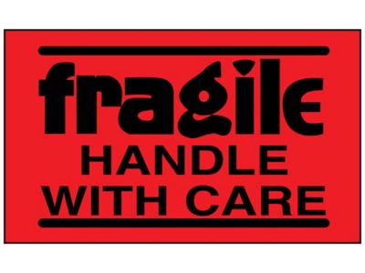Fluorescent Shipping Labels - "Fragile/Handle With Care", 3 x 5" S-14072