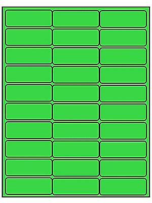 Rectangle Laser Labels/Stickers Fluorescent Green, 2 5/8 x 1 3000 Labels Per Case