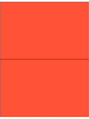Removable Laser Labels - Fluorescent Red, 8 1/2 x 5 1/2" S-14076R