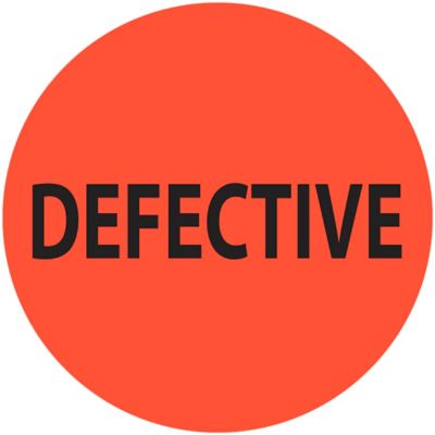 Étiquettes adhésives de gestion des stocks – « Defective », 2 po, circulaire