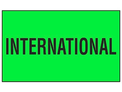 Étiquette adhésive – « International », 3 x 5 po