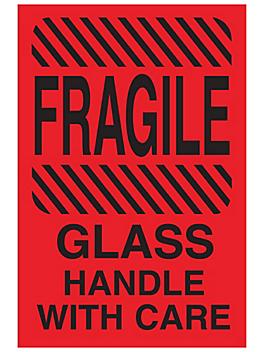 "Fragile/Glass/Handle with Care" Label - 4 x 6" S-14105