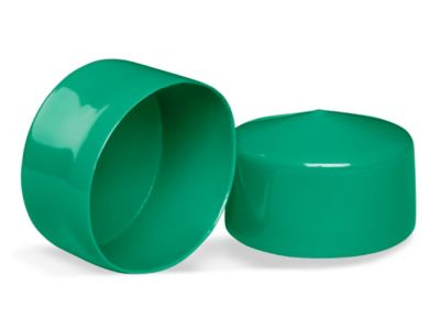 Clear Tube End Caps - 3, Green - ULINE - Carton of 50 - S-14133