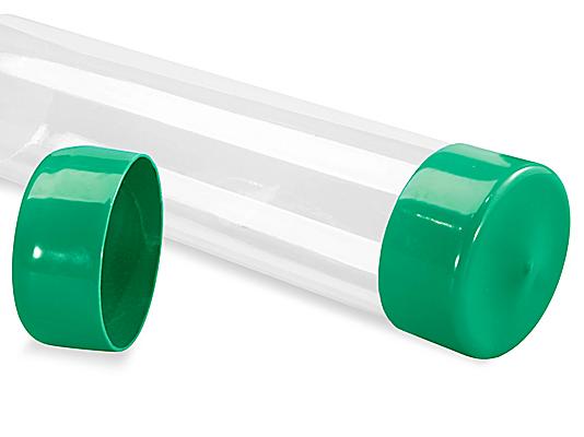 Clear Tube End Caps - 3, Green - ULINE - Carton of 50 - S-14133
