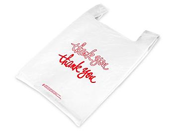 T-Shirt Bags - "Thank You" Script, 18 x 10 x 30", .65 Mil S-14155