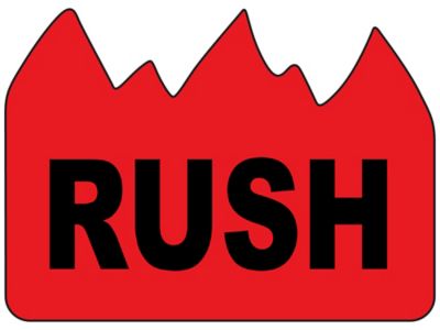 Flame Labels - "Rush", 1 1/2 x 2" S-14168