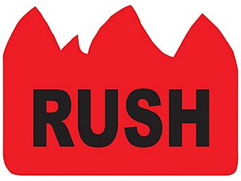 Flame Labels - "Rush", 1 1/2 x 2" S-14168
