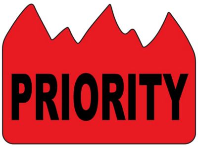 Flame Labels - "Priority", 1 1/2 x 2" S-14169