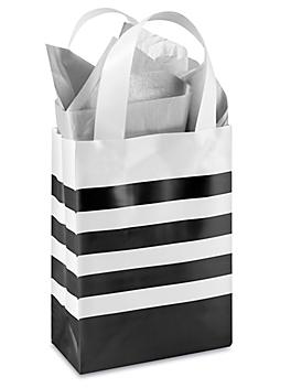Printed Frosty Shoppers - 5 3/4 x 3 1/4 x 8 3/8", Rose, Black Stripe S-14187BST