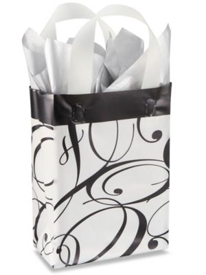 Printed Frosty Shoppers - 5 3/4 x 3 1/4 x 8 3/8", Rose, Black Swirl S-14187BSW