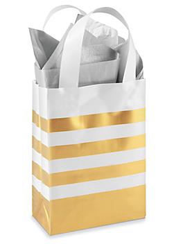 Printed Frosty Shoppers - 5 3/4 x 3 1/4 x 8 3/8", Rose, Gold Stripe S-14187GOLD