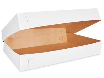 Boîtes à gâteau – 26 x 18 1/2 x 4 po, gâteau complet, blanc S-14257 - Uline