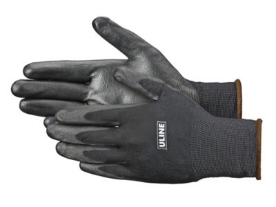 Uline Polyurethane Coated Gloves - Black, Large
